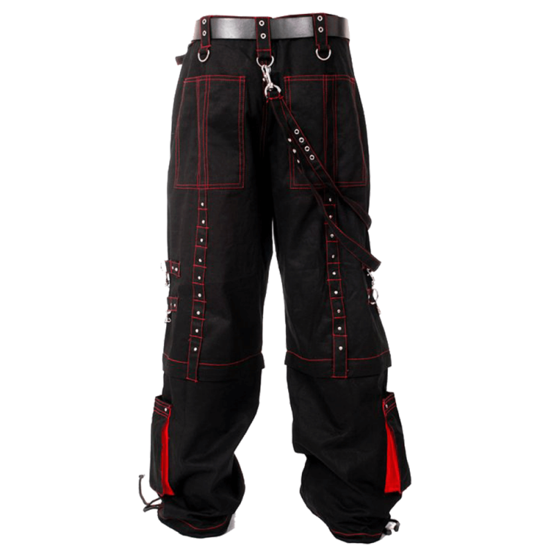 Men Gothic Trouser Cyber Red Thread Bondage Trouser Elite Pant Steampunk Pant